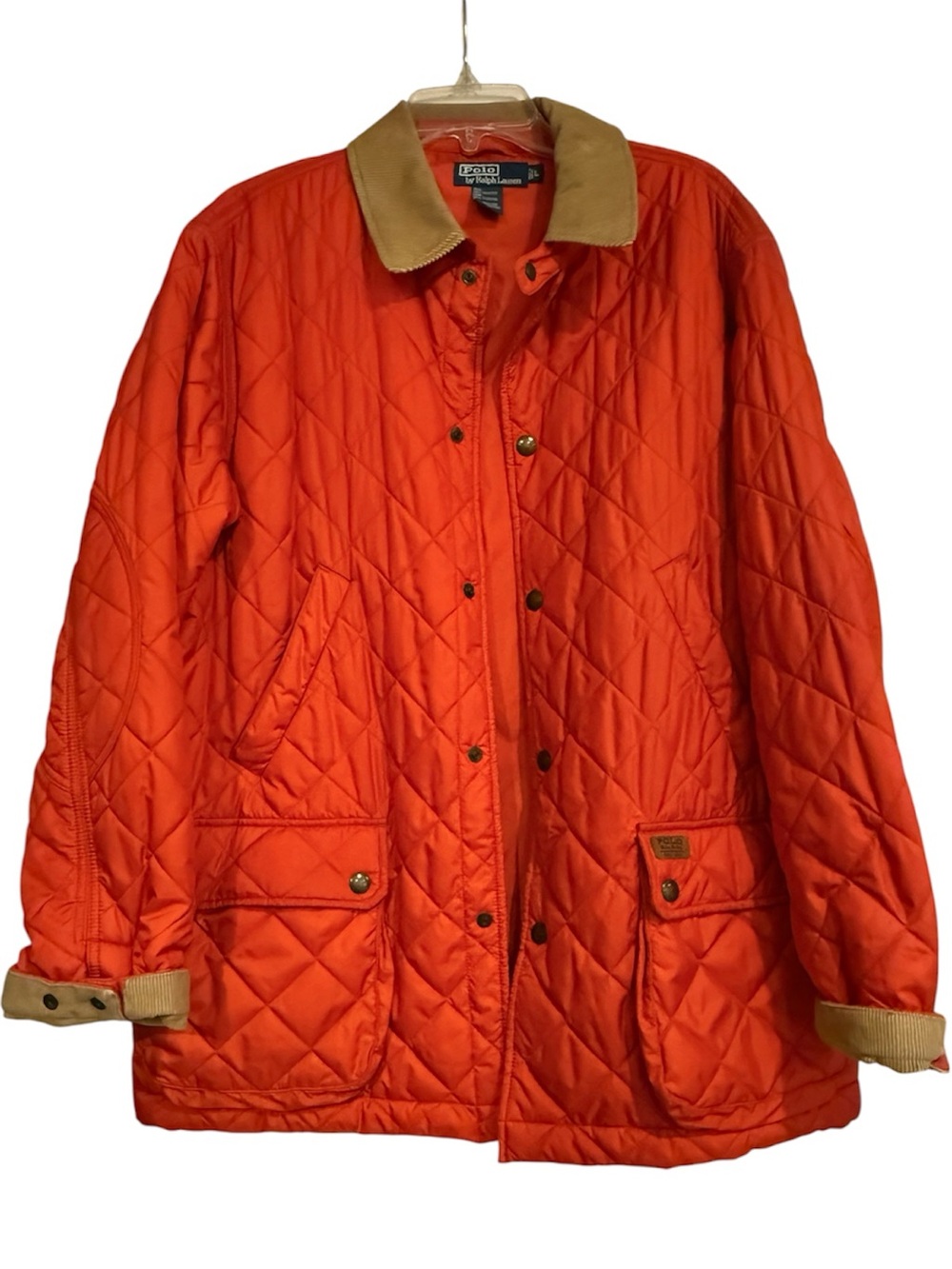 Polo by Ralph Lauren Orange Quilted Jacket with Tan Collar